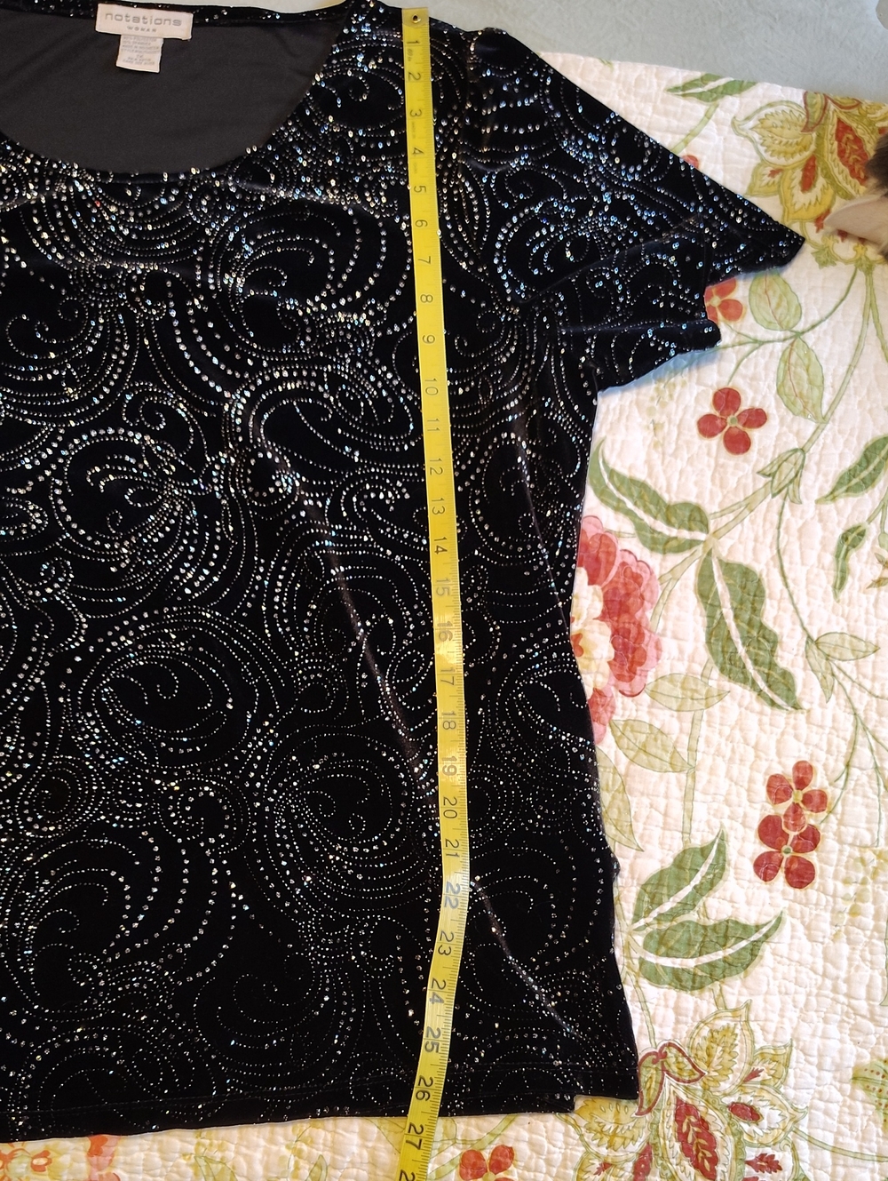 Notations Sparkly Black Blouse - 1X - Picture 9 of 10